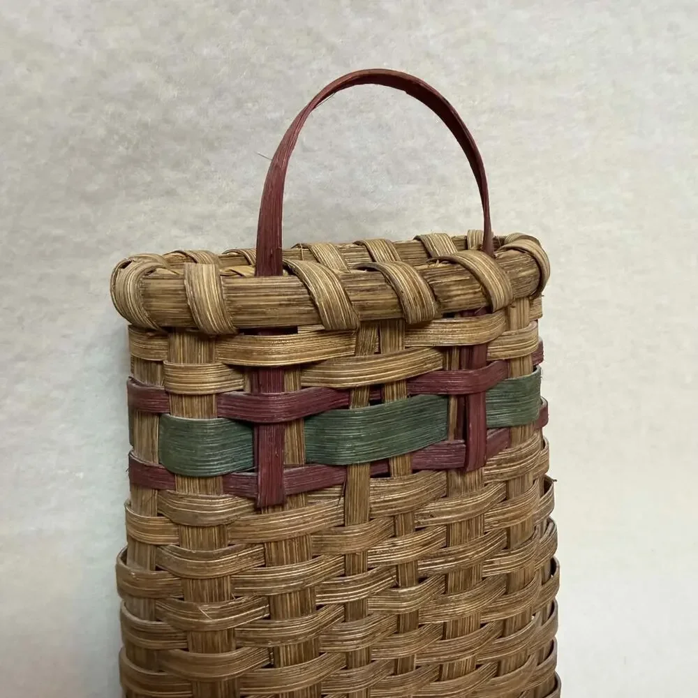 Handwoven Splint Wood Wall Basket 6